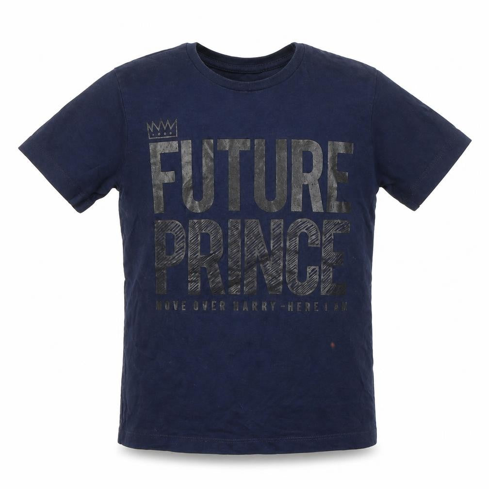 Front view of Preworn boys’ blue basic t-shirt, size 5-6, years - prince