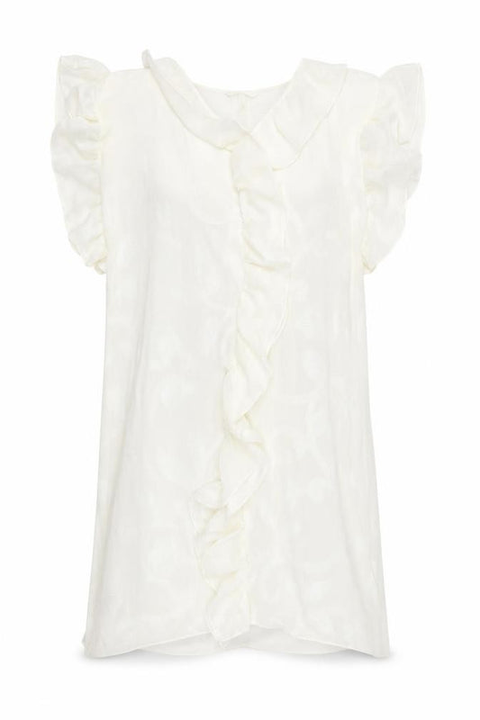 Front view of H&M women’s beige floral ball gown, size XS