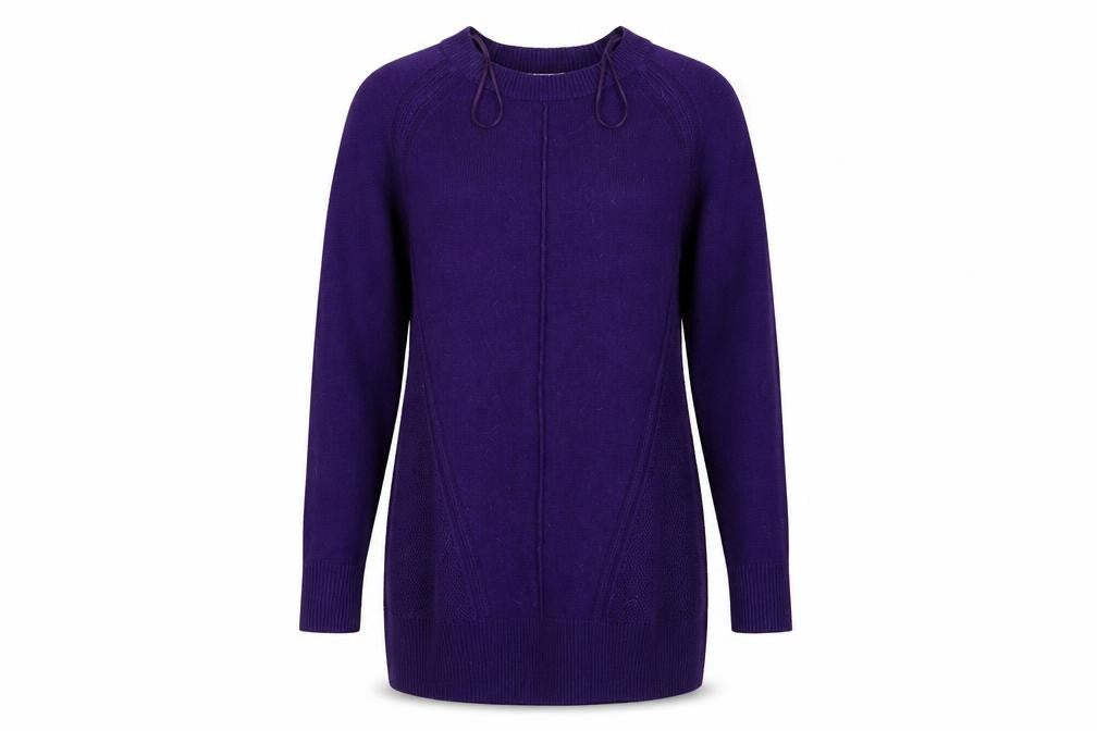 Front view of TU women’s purple knit pullover sweatshirt, size UK 10