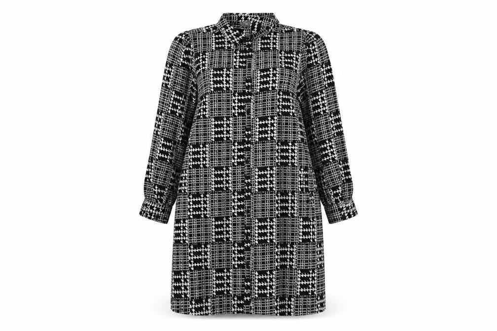 Front view of Matalan women’s black geometric a-line, size UK 16, - 42