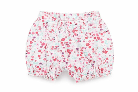 Front view of George girls’ white polka dot sleep shorts, size 0-3, months