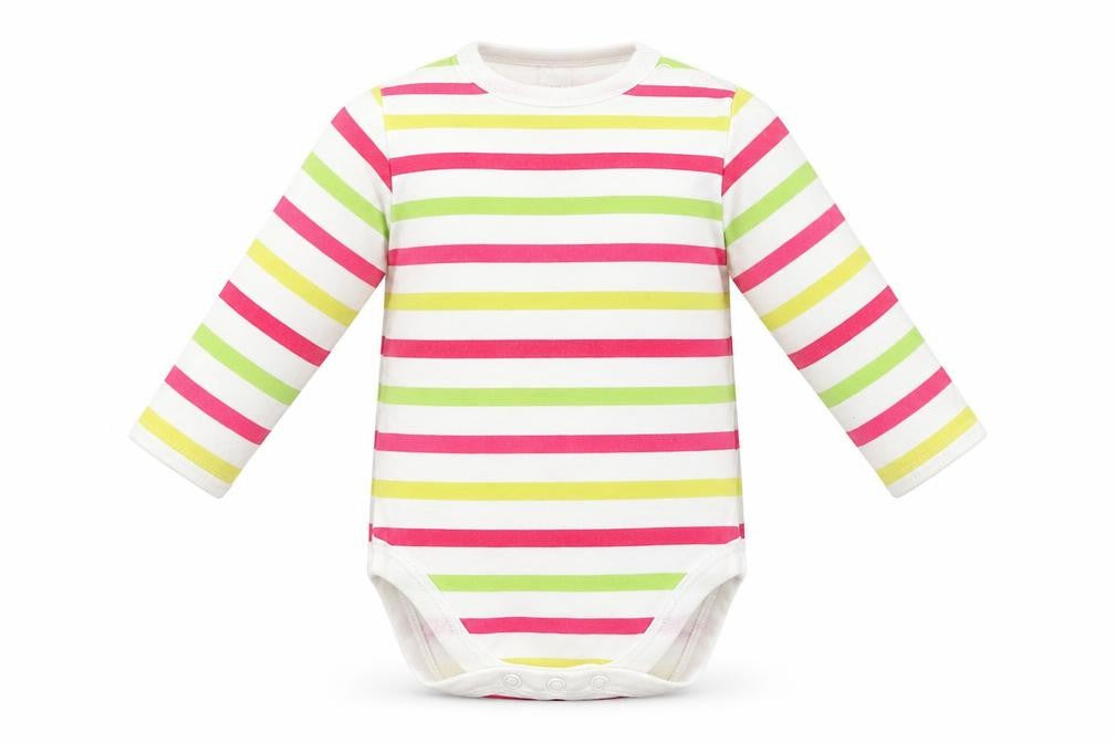 Front view of Next Baby Multicoloured Striped Babygrow One-Piece, size 3-6, Months