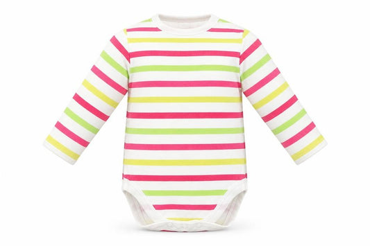Front view of Next Baby Multicoloured Striped Babygrow One-Piece, size 3-6, Months