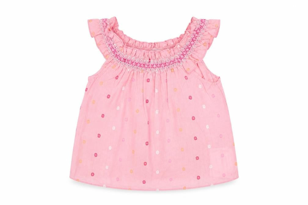 Front view of Pumpkin Patch Baby Pink Geometric Basic Blouse, size 0-3, Months