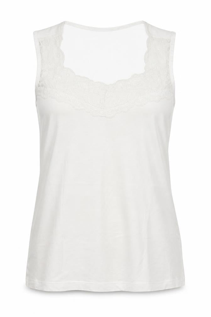 Front view of Editions women’s white basic tank, size UK 12