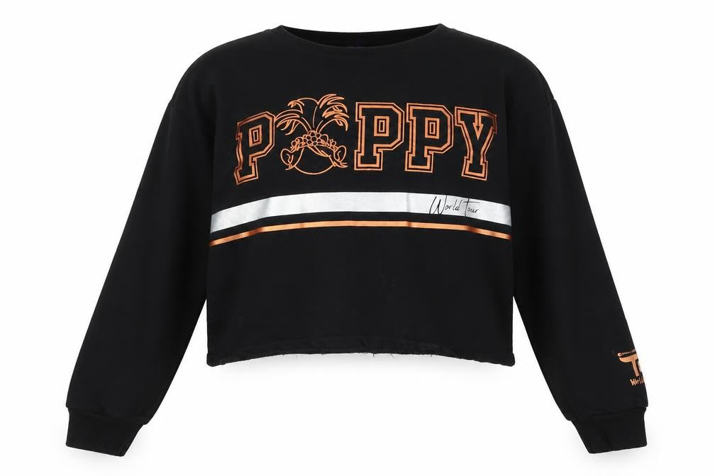 Front view of George girls’ black jumper, size 9-10, years - trolls