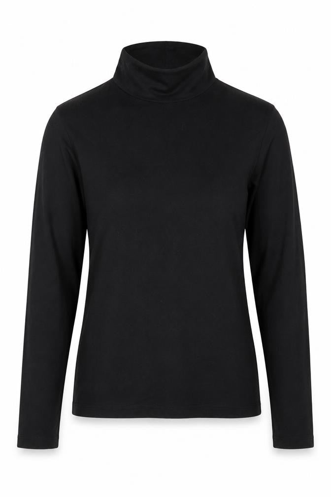 Front view of ASOS women’s black basic t-shirt, size UK 10