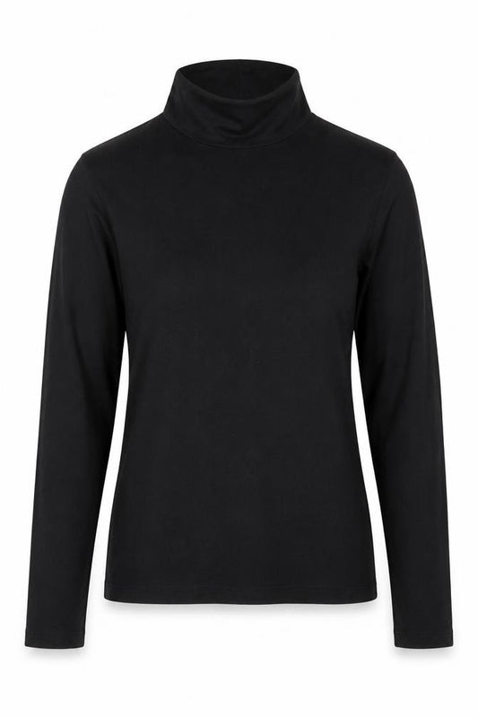 Front view of ASOS women’s black basic t-shirt, size UK 10