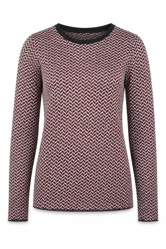 Front view of River Island women’s purple herringbone jumper, size UK 8