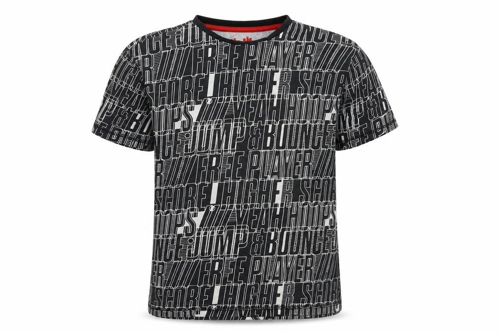 Front view of F&F boys’ black basic t-shirt, size 9-10, years