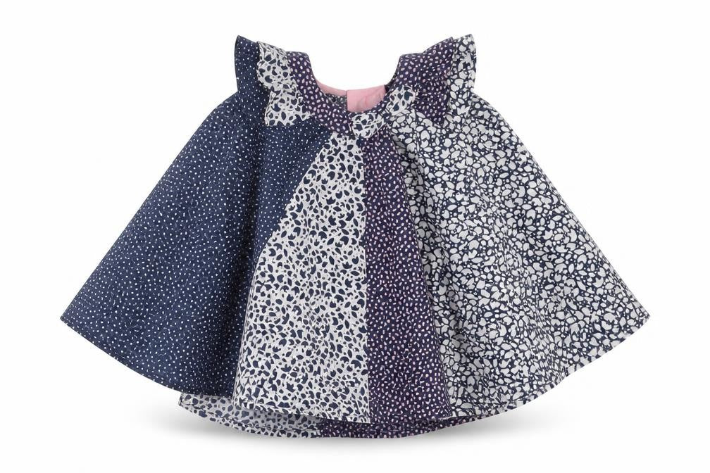 Front view of Mini Me girls’ blue fit & flare, size 0-3, months