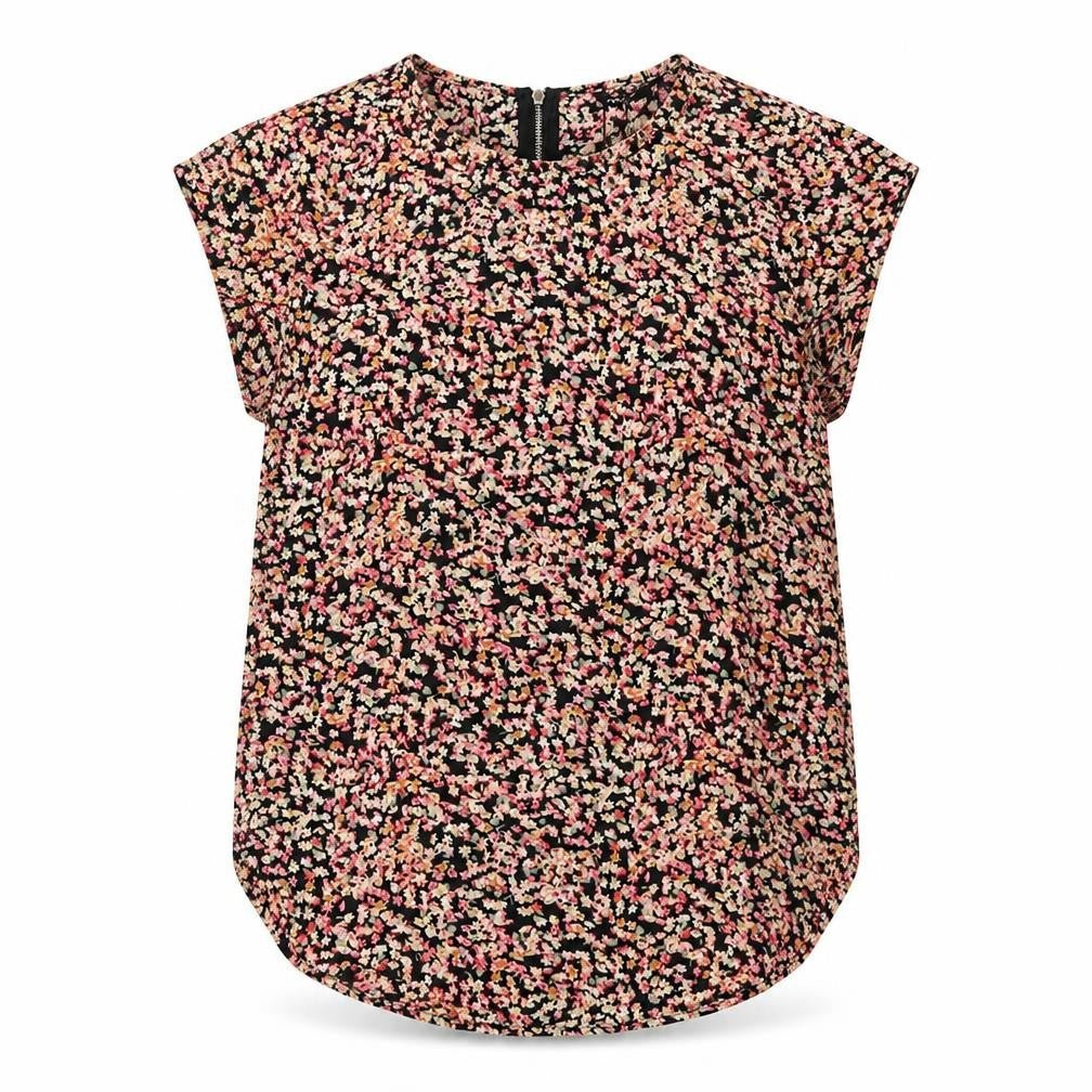 Front view of Only women’s black floral basic blouse, size UK 34