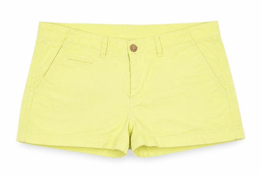 Front view of Gap women’s yellow chino shorts, size UK 4