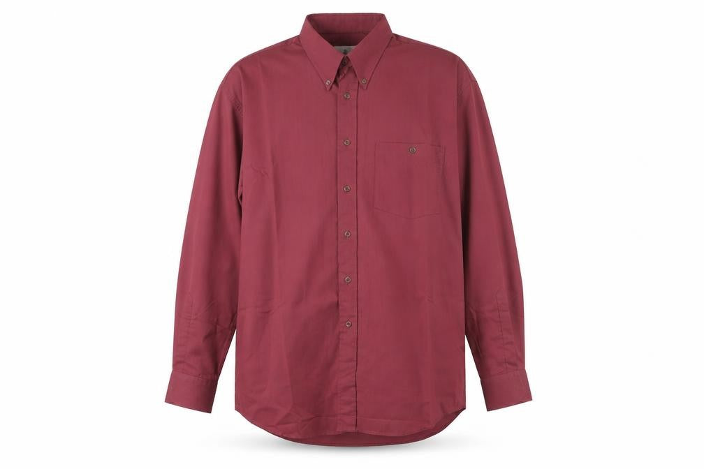Front view of Burton men’s red button-up, size 42