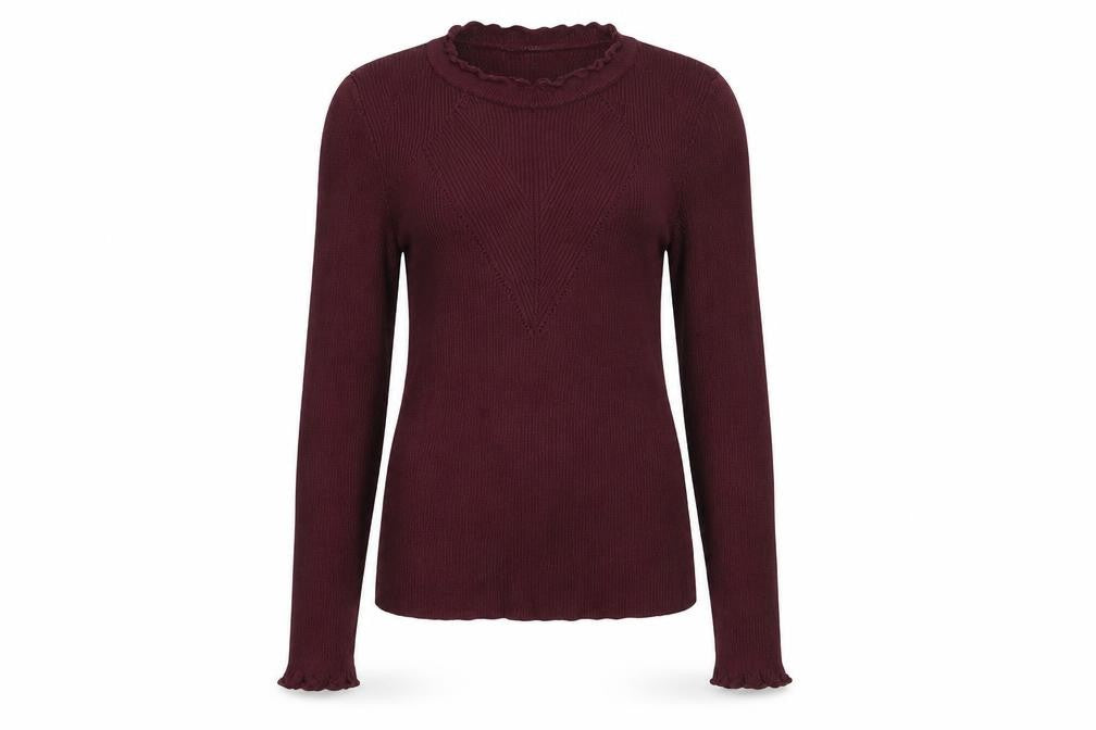 Front view of Dorothy Perkins women’s red jumper, size UK 10