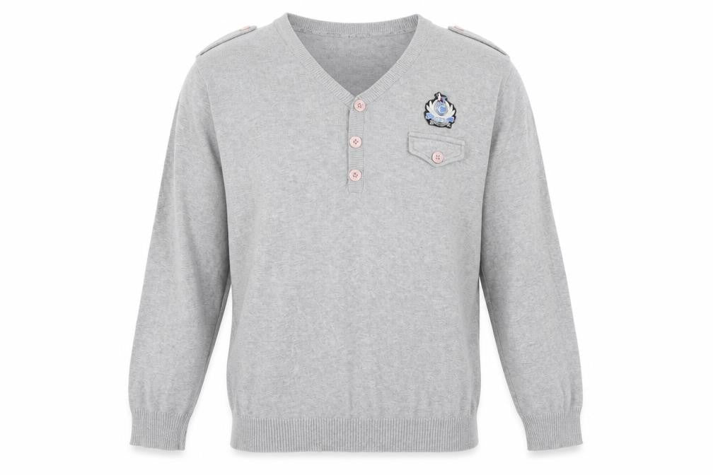 Front view of Carter men’s grey jumper, size XL