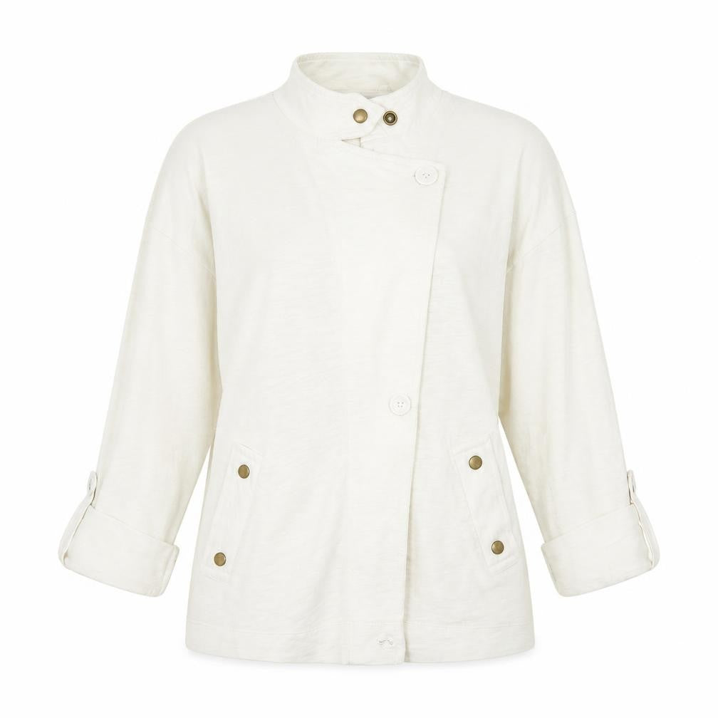 Front view of Next women’s white jacket, size UK 10