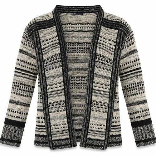 Isle Womens Beige Striped  Cardigan Jumper Size L