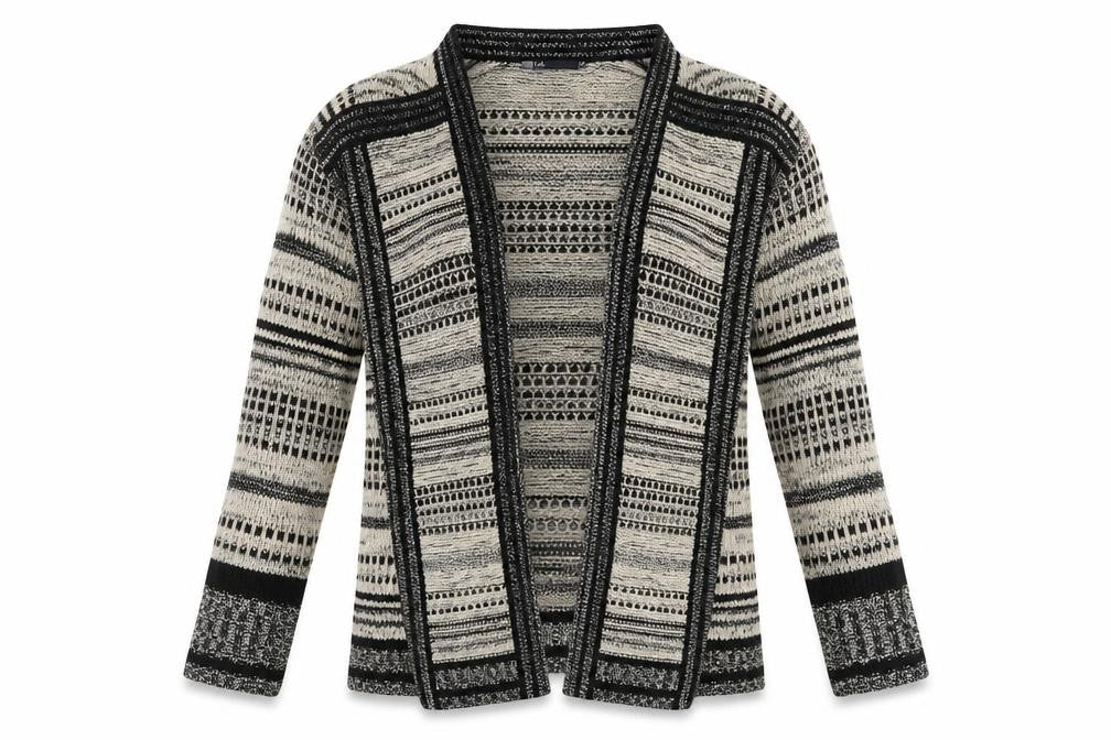 Isle Womens Beige Striped  Cardigan Jumper Size L