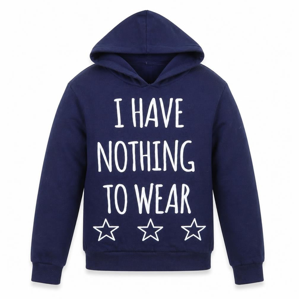 Front view of Love to sleep women’s blue pullover hoodie, size UK 8