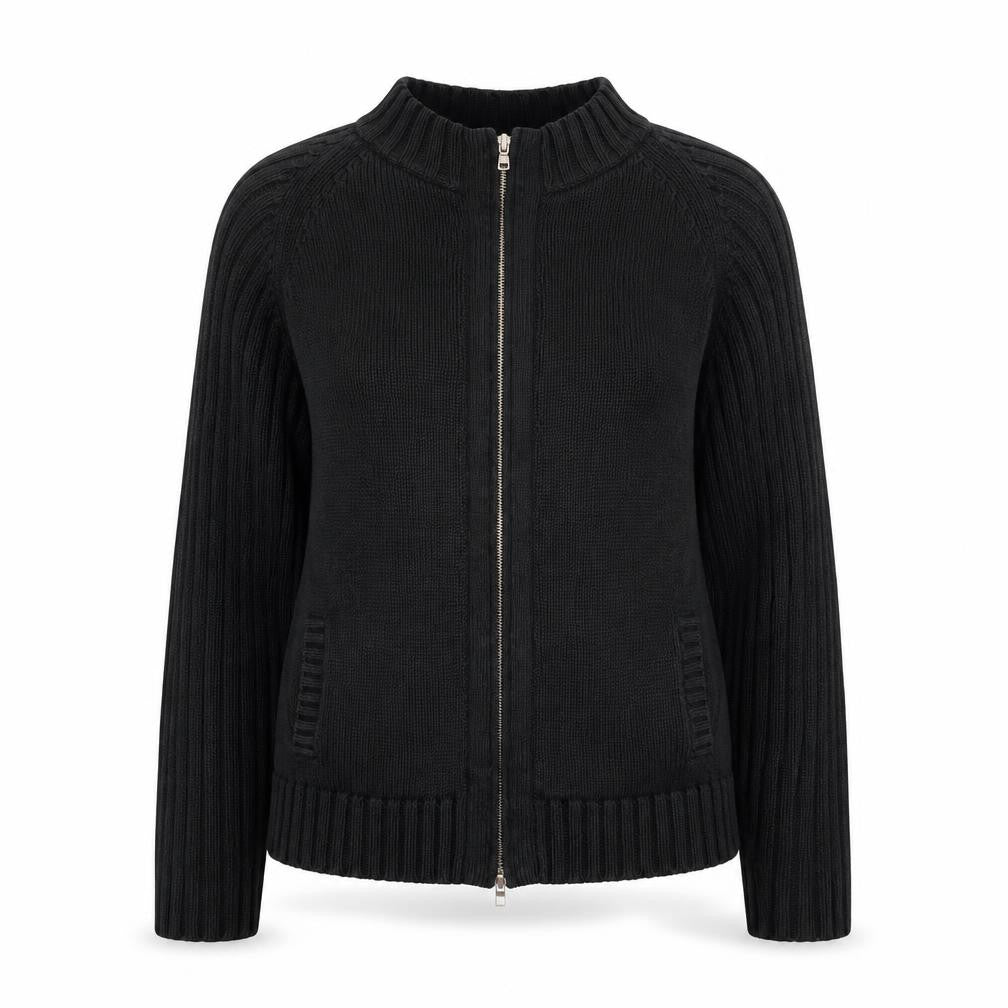 Front view of Papaya women’s black jacket, size UK 14