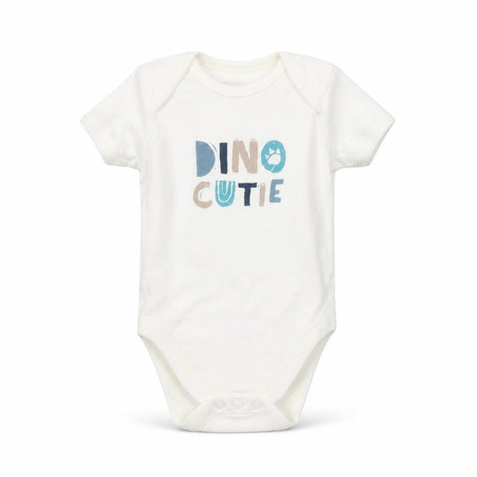 Front view of George Baby White Babygrow One-Piece, size 3-6, Months - Dino Cutie