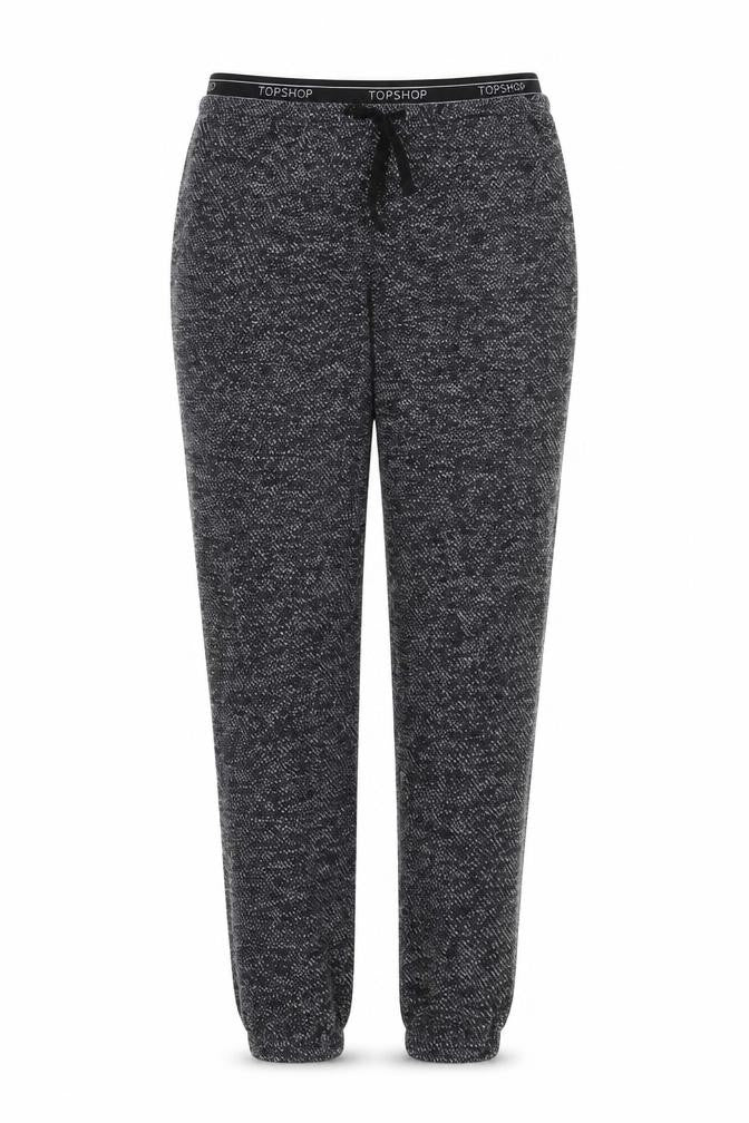 Front view of Topshop women’s black trousers, size UK 8, 26-inch leg