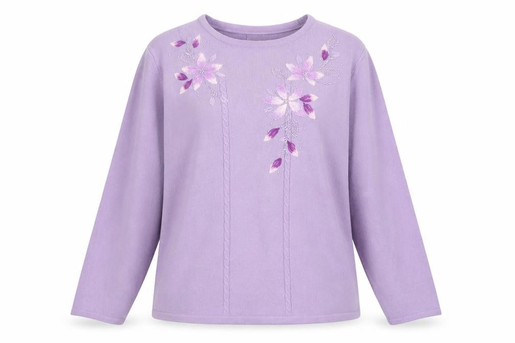 Front view of Fay Louise women’s purple jumper, size L