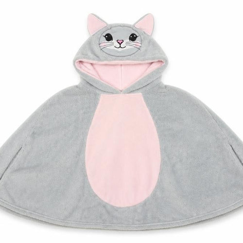 George Girls Grey  Fleece Cape Jumper Size S  - Bunny cape