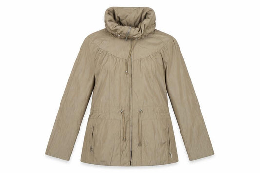 Front view of Klass women’s beige jacket, size UK 12