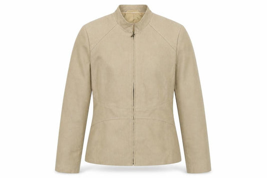 Front view of Berkertex women’s beige jacket, size UK 12