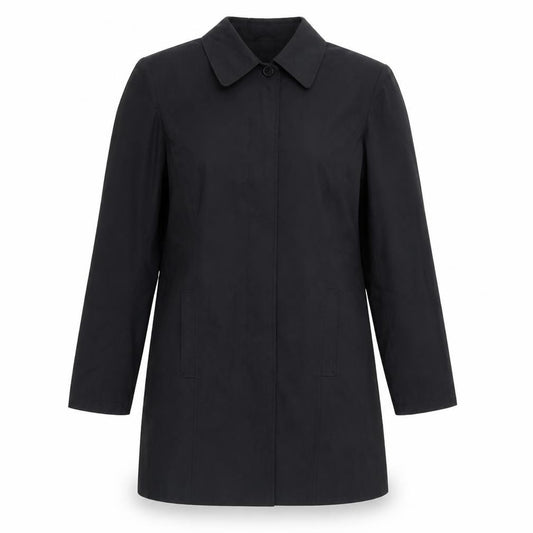 Front view of EWM women’s black jacket blazer, size UK 12