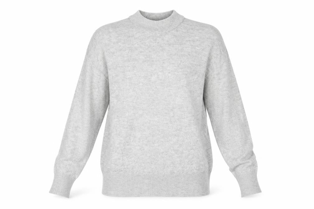 Front view of Topshop women’s grey knit jumper, size UK 8