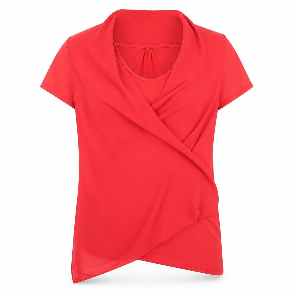 Front view of George women’s red wrap t-shirt, size UK 12