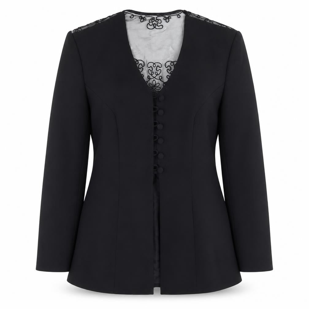 Front view of Petite Collection women’s black jacket blazer, size UK 10