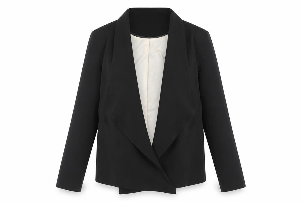 Front view of New Look women’s black jacket blazer, size UK 12, - waterfall