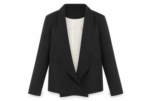 Front view of New Look women’s black jacket blazer, size UK 12, - waterfall