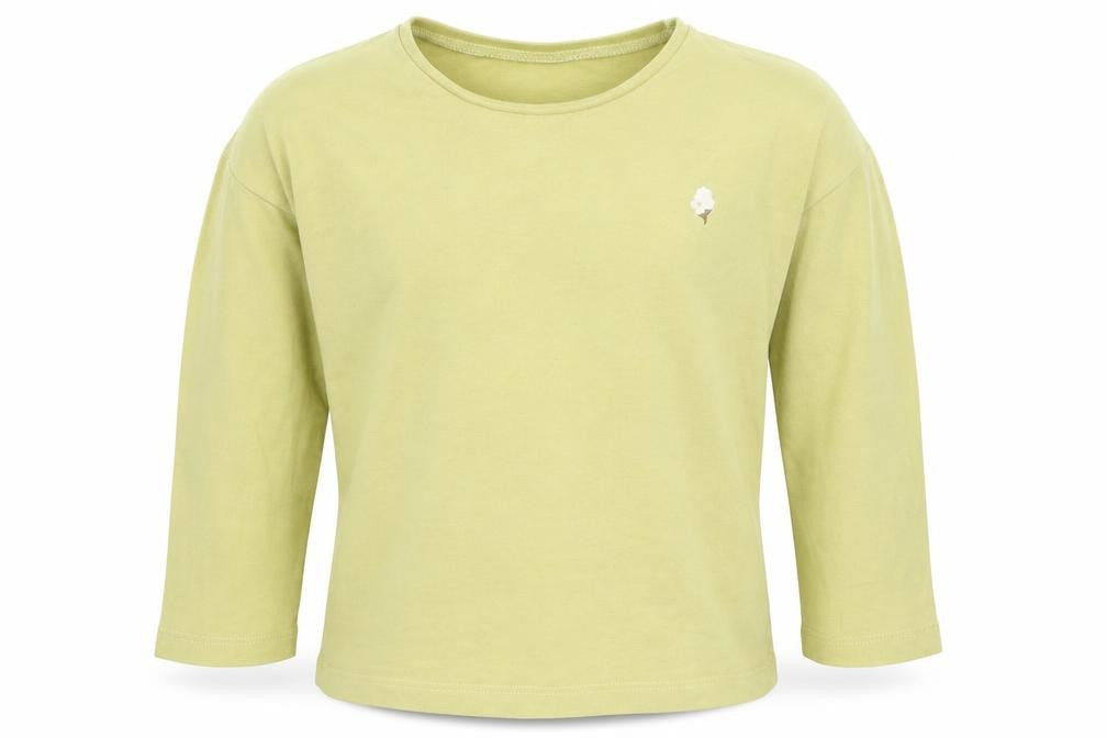Front view of Next boys’ green basic t-shirt, size 12-18, months - little man big heart