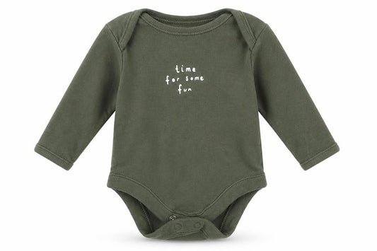 Front view of George Baby Green Babygrow One-Piece Size Newborn - Time For Some Fun