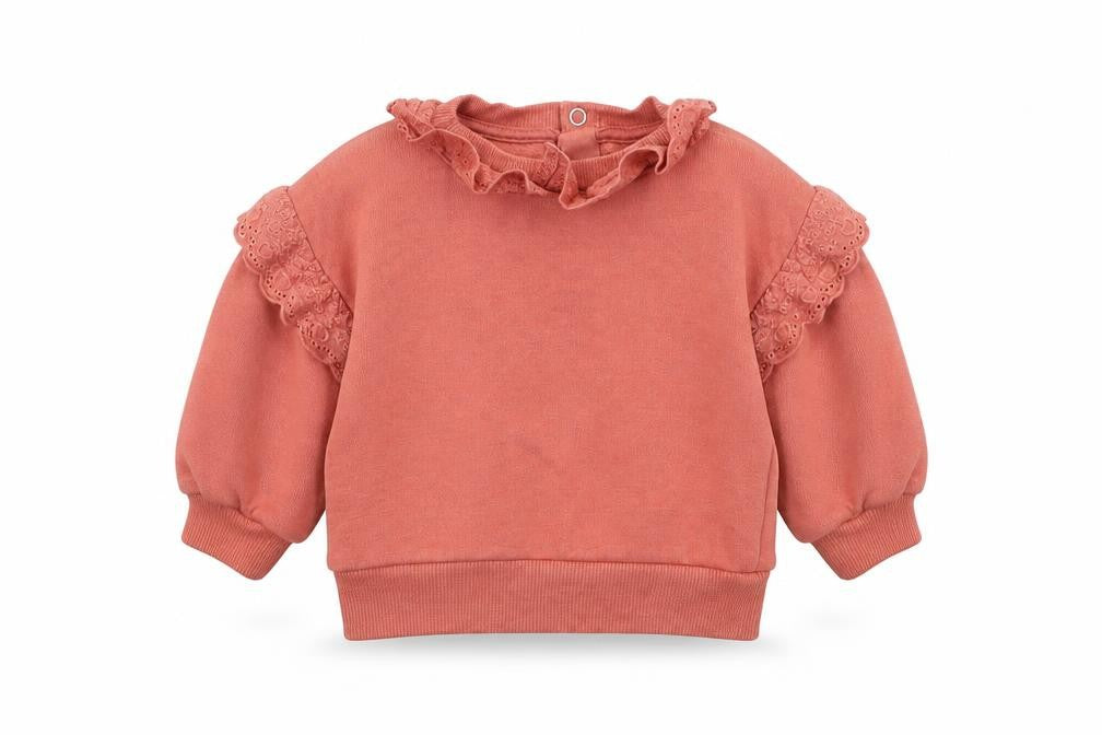 Front view of Primark Baby Pink jumper, size 3-6, Months - frill