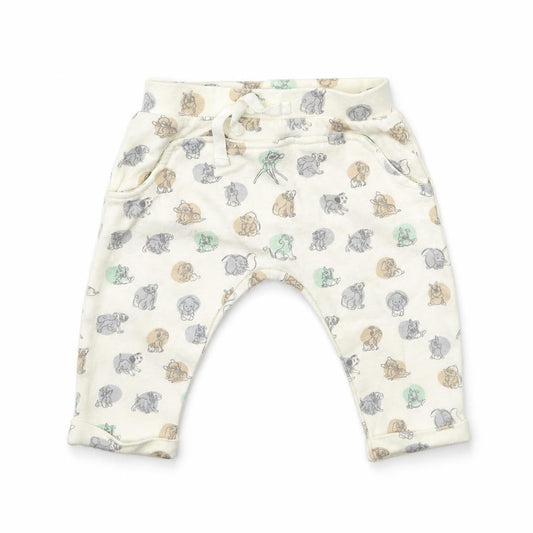 Front view of George Baby Beige Animal Print Jogger Trousers, size 3-6, Months - Lion king