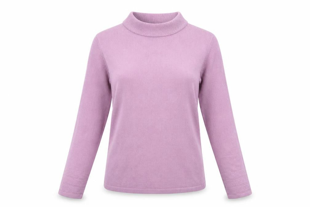 Front view of Marks & Spencer women’s purple knit jumper, size UK 6