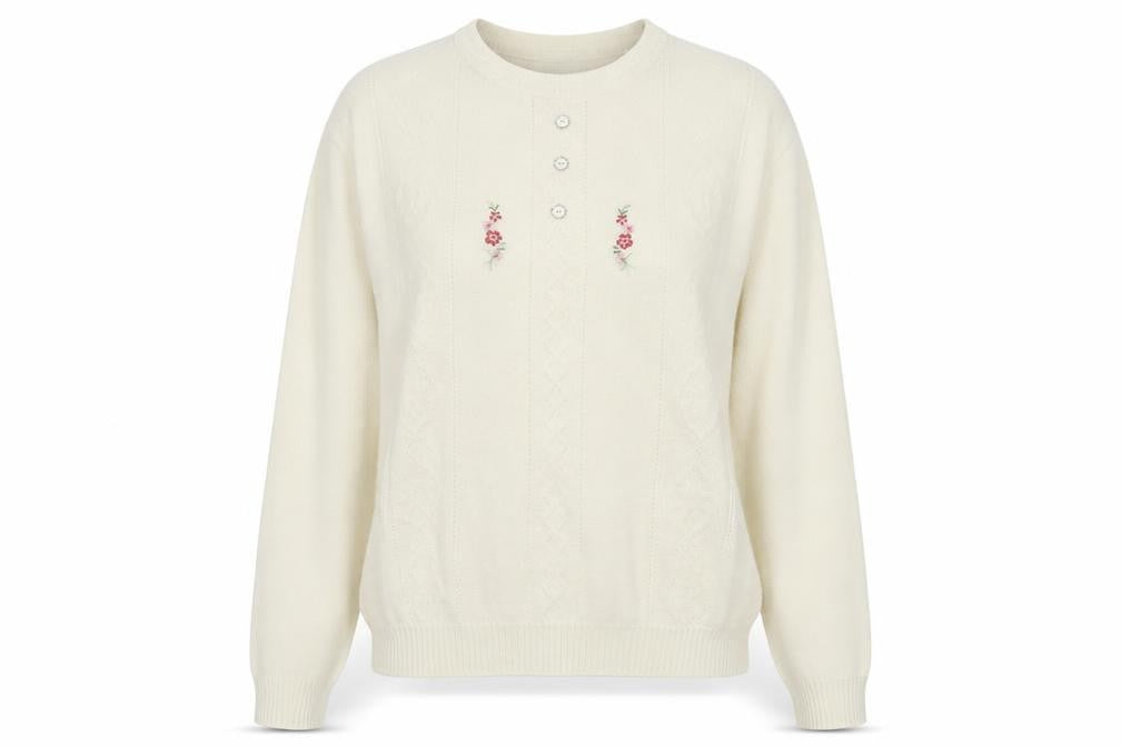 Front view of Merry Gold women’s ivory knit jumper, size L