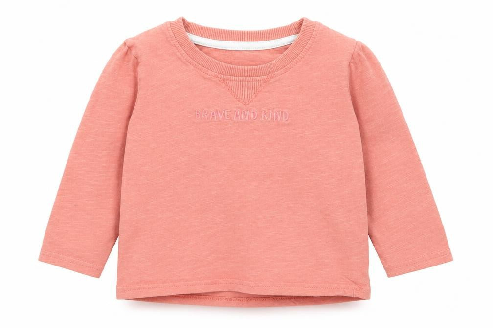 Front view of Primark girls’ pink basic t-shirt, size 12-18, months