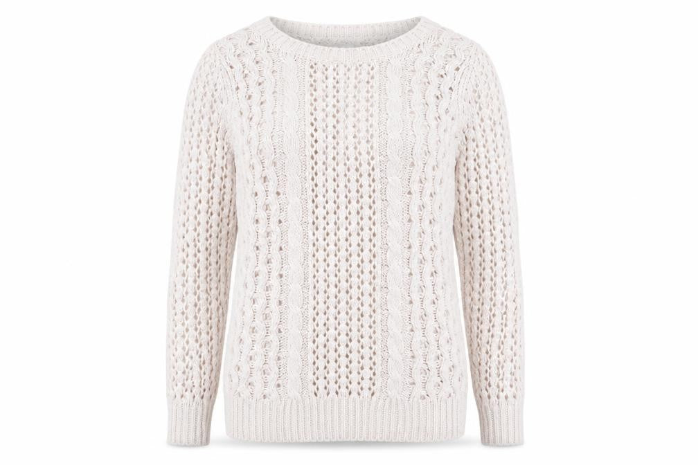 Front view of Oasis women’s pink geometric jumper, size XS