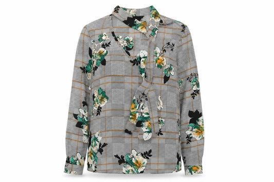 Front view of F&F women’s multicoloured geometric basic blouse, size UK 12