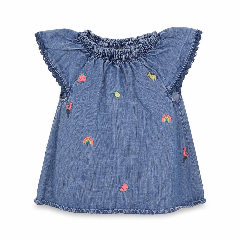 Front view of Next girls’ blue fit & flare, size 12-18, months