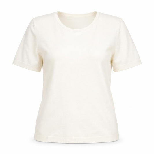 Front view of BHS women’s beige basic t-shirt, size UK 12