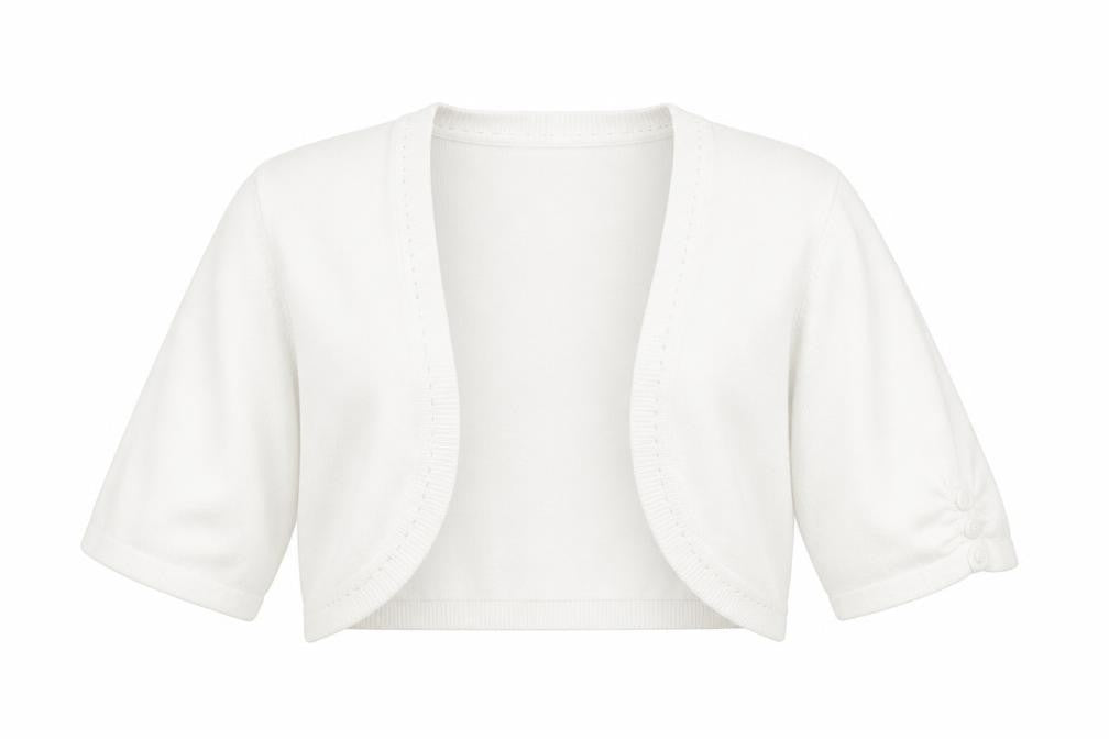Front view of M&Co women’s white cape jumper, size UK 10