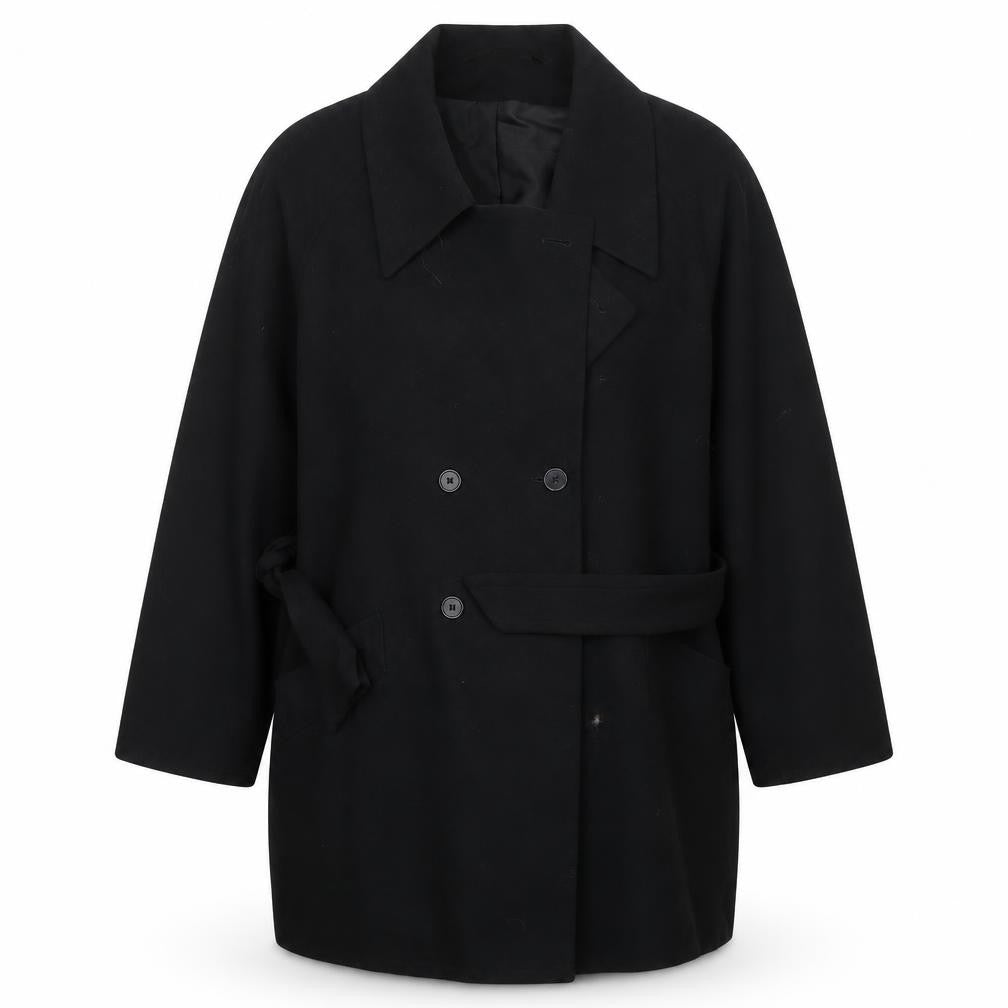 Front view of BHS women’s black biker coat, size UK 14